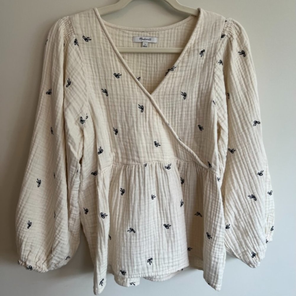 Madewell Peplum Wrap Top in Tiny Bows